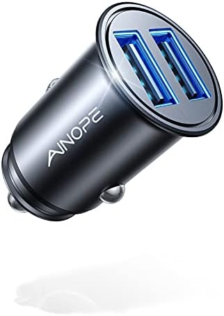 Car Charger, AINOPE Smallest 4.8A All Metal USB Car Charger Fast Charge Car Charger Adapter Flush Fit Compatible with iPhone 14 Pro Max/13/12/11/x/6s, iPad Air 2/Mini 3, Samsung Note 9/S10/S9/S8-Black
