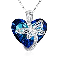 D-Dragonfly necklace-Blue Heart Crystal