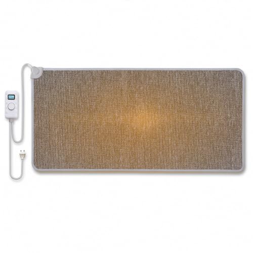 Mi-Heat Warm Feet Infrarot Heizteppich Heizmatte 55x110cm grau/anthrazit - ca. 40C - mit Controller Timer-Funktion Fußboden 230V Schlingenwaren Teppich Oberfläche