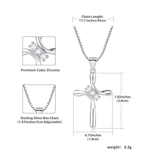 925 Sterling Silver Cross Necklaces for Women 12 Color Birthstone Necklace,Adjustable Cross Pendant With Cubic Zirconia,Ideal Hypoallergenic Jewelry Gift2