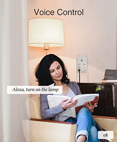 Ghome Smart Smart Plug Outlet Extender, Wifi Surge Protector Work With Alexa Google Home, Smart Outlet With 3 Usb Ports,Power Strip Wall Plug Extender For App Control,15A/1800W, White (P2-Wh) #TOP1