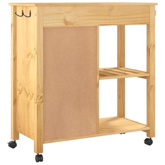Kitchen Trolley Monza 33.1x15.7x35.4 Solid Wood Pine Kitchen Dining Trolleys-lNuau8LS