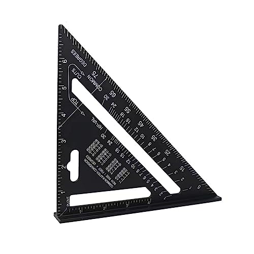 ZhuanZhenW Cuadrado de velocidad de medición de carpintero de 7 pulgadas, aleación de aluminio, combinación cuadrada cuadrada, regla triangular, transportador, viga cuadrada para carpintería,