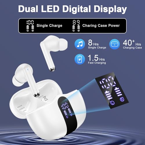 Image of Wireless Headphones Bluetooth 5.3 Ear Buds for Samsung Galaxy A17 /A16 /A15 /S25 /S24 /S23 /S22 /iPhone 17 /16 HiFi Stereo Earbuds with 60H Playtime Noise Canceling in-Ear Earphones for Pixel 10 Pro /9a /9 /8 /7