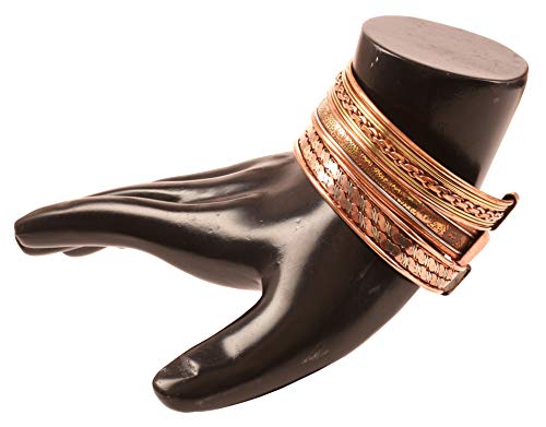 Image of Touchstone copper bracelets | gift for men women |adjustable 100% pure solid real magnetic jewelry | handmade bracelet set combo | rope braided tibetan bangles.