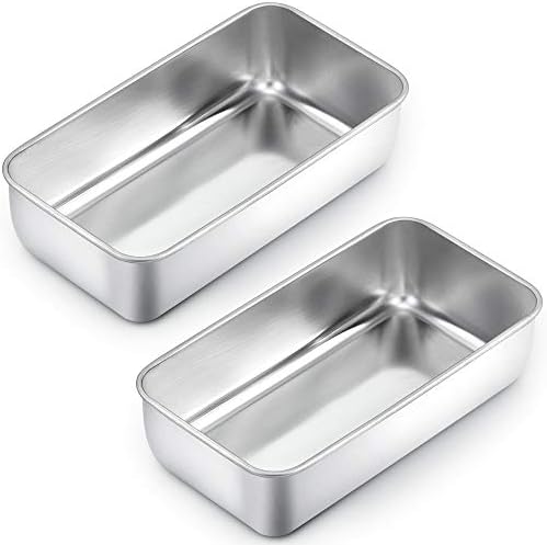 TeamFar Loaf Pans for Baking Bread, 9¼" × 5" Bread Loaf Pan Meatloaf Pan Stainless Steel for Home Kitchen, Healthy & Durable, Oven & Dishwasher Safe - Set of 2