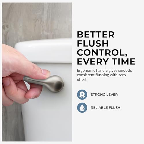 Image of Qualihome Brushed Nickel Finish Front Mount Toilet Handle Replacement Kit, Universal Toilet Tank Flush Lever Fits Most Standard Front-Mount Toilet Tanks