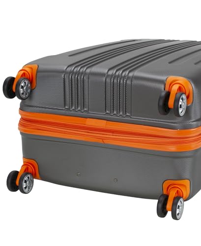 Image of Rockland London Hardside Expandable Spinner Wheel Luggage, Charcoal, Checked-Large 28-Inch