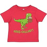 Inktastic Little Boys' Eggs-cellent! Cute Easter T-Rex Dinosaur Toddler T-Shirt