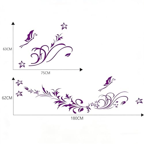 Image of Car Body Decals Carved Hollow Flower Butterfly Decorative Stickers Anti-Scratch for Cars, Vans, SUVs, Trucks,Set of 3 pcs (Purple)