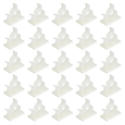 PATIKIL 25Pcs 13-16MM Abrazaderas Adhesivas de Nylon para Gestión de Cables Blanco miniatura 1