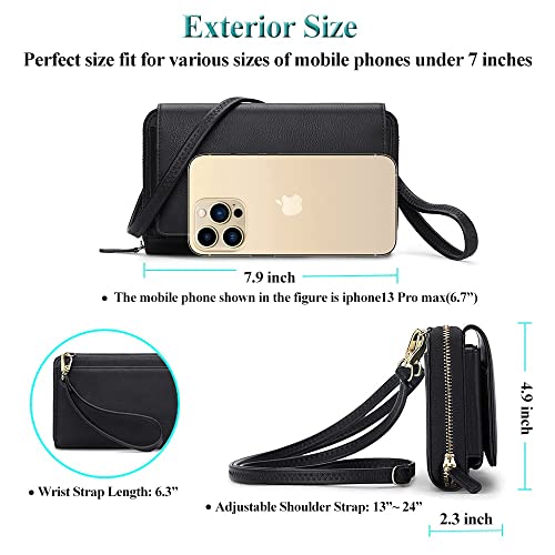Peacocktion Crossbody Bags for Women RFID Wristlet Wallets Travel Vegan Leather Small Clutch Purses with Phone Pocket Zipper4