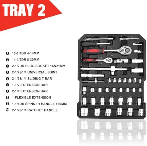 MasterSpec 1240pcs Tool Box Trolley Tool Set DIY Hand Tool Set w/2 Utility Knife - 3