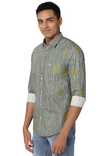 Image of Peter England Men's Striped Slim Fit Shirt