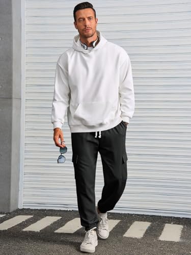 Runcati Mens Cargo Joggers Pants Casual Drawstring Waist Trousers Tapered Lightweight Pants with Pockets4