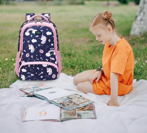 Image of Frantic Waterproof Polyester 35 L School Backpack With Pencil /Staionery Pouch School Bag Class 1 to 8 Daypack Picnic Bag For School Going Boys & Girls(RR Blue Music Unicorn B)