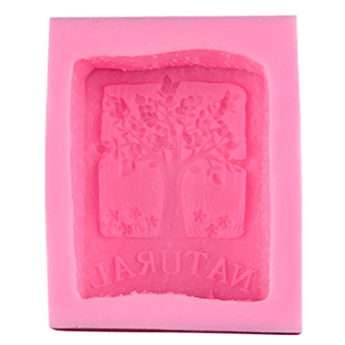 BAKER DEPOT Molde de silicona suave de árbol natural para el molde de pasta de azúcar de jabón Molde de jabón hecho a mano de color rosa