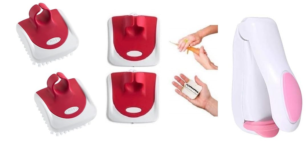 Portable Handheld Mini Heat Sealing Machine Sealer, Palm Peeler Vegetable Fruit & Palm Potato Fruit Vegetable Cleaning Brush Easy Cleaning Carrot Ginger(2 Peeler + 2 Brush + 1 Sealer)-image-23