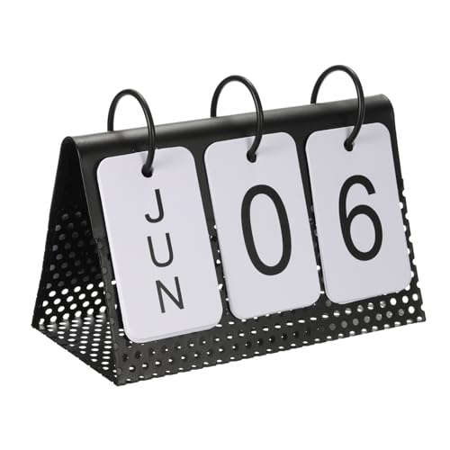 Calendrier Perpétuel en Bois Vintage Noir PATIKIL Décor Bureau
