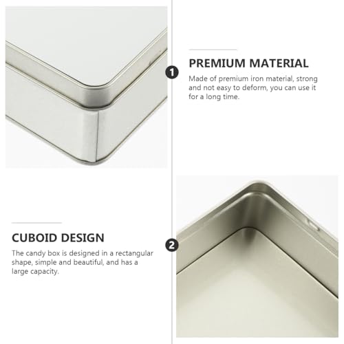 Image of SHOWERORO Sublimation Blank Gift Box 7.87X5.11X2In Rectangle Metal Candy Container with Lid for Diy Transfer Cookie Storage Small Jewelry Organizer Party and Wedding Favor