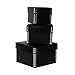 JAM PAPER Nesting Box Set - Small, Medium & Large - Black Plastic - 3/Pack