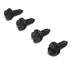 Black License Plate Screws Kit – Set of 4 Fasteners For Front and Back License Plates and License Plate Frames or Covers…
