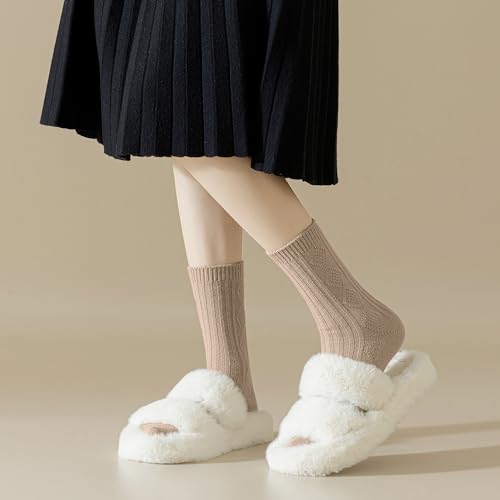 Image of Mcool Mary Womens Crew Socks,Retro Casual Knit Cotton Comfy Breathable Dress Socks for Ladies 5 Pairs
