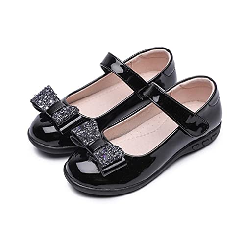 Toddler Little Girl Glitter Bow Mary Jane Ballet Flat Wedding Party Dress Shoes Black School Uniform Flats3
