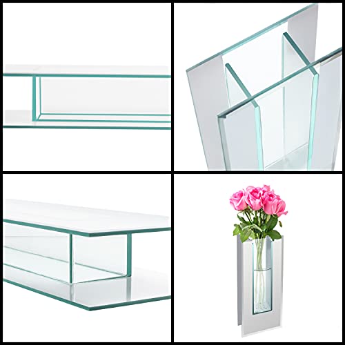 Belle Vous Glazen Bloemen Vaast – 32,7 cm – Grote Rechthoekige Kristal Heldere Planter met Spiegel Beplating Voor Huis/ Kantoor Decoratie en Bruiloften/ Feest Kopstukken Decoraties Houder - Afbeelding 5