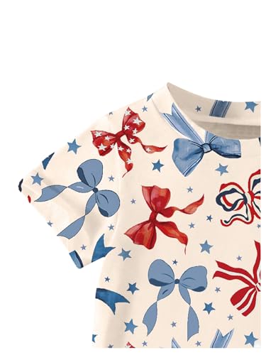 SOLY HUX Toddler Girl's Graphic Tees Cute Bow Print Short Sleeve Crewneck T Shirt Summer Tops4