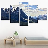 SIGNWIN 5 Panel Canvas Wall Art Aerial Cool Lake Landscape Multicolor Photography Realism Relax/Calm Zen for Home Decorations Ready to Hang - 60