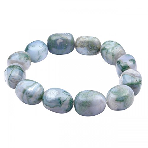 Preisvergleich Produktbild Armband Armschmuck aus echtem Baum-Achat, grau-grün, dehnbar, endlos Armschmuck