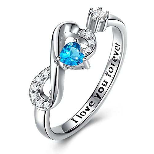 CRYSLOVE Bague Femme Infini en Argent Sterling 925 avec Zircone Ouverte Reglable Anneau...