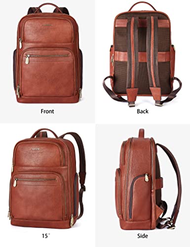 Bostanten Leather Backpacks College 15.6” Laptop Travel Computer Shoulder Backpack For Men Coffeebrown #TOP4