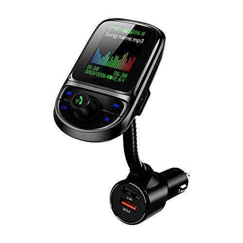 Mp3-Player,Tickas Auto Fm Transmitter Multifunktions-Mp3-Player Mit Dual-Usb-Ladeanschluss 1,8 Zoll Tft-Farbdisplay Wireless Bt