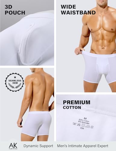 Arjen Kroos Mens Cotton Boxer Briefs Breathable Pouch Underwear with Opening Fly 3 Pack2