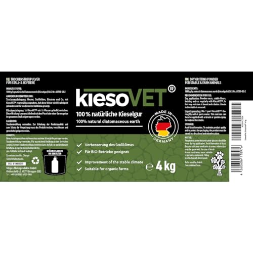 Foto von GreenPet KiesoVet Kieselgur für Hühner 4kg - Reine biologische Diatomeenerde inkl. Stäubeflasche im Eimer, Kieselerde Pulver, Bio Produkt für Hühnerställe, Hühner & Geflügel Betriebe