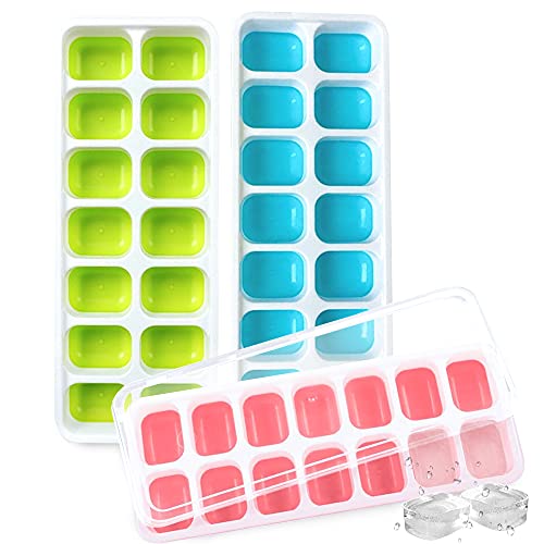 InspireTag Ice Cube Trays With Lids 3 Pack, Easy Release Nugget Ice Cube Molds, Ice Cube Trays for Freezer, Nugget Ice Tray, Stackable, BPA Free, Reusable Ice Cube Tray With Lidâ€¦