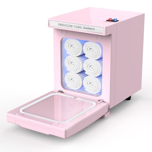 ORSUCCDE Hot Towel Warmer for Spa Small Towel Warmer for Esthetician Mini Towel Warmer for Facial Salon Beauty Professional Towel Heater Towel Warmer Cabinet(5.5L-Pink)