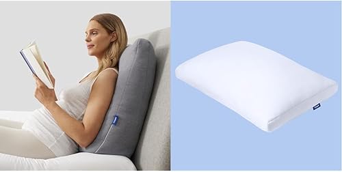 Casper Almohada de respaldo para dormir, tamaño único, color gris y almohada de enfriamiento esencial para dormir, estándar, color blanco