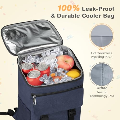 Image of Backpack Cooler - 50 Cans Insulated Cooler Backpack for Men & Women | Portable Leak Proof Lunch Bag, for Beach Picnic Travel Work Camping Hiking (Blue)
