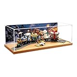 Vitrina acrílica, compatible con Lego 10361 Christmas Express, a prueba de polvo, caja de almacenamiento, compatible con 10361 (solo caja de exhibición, kit no incluido) (spray trasero de madera C)