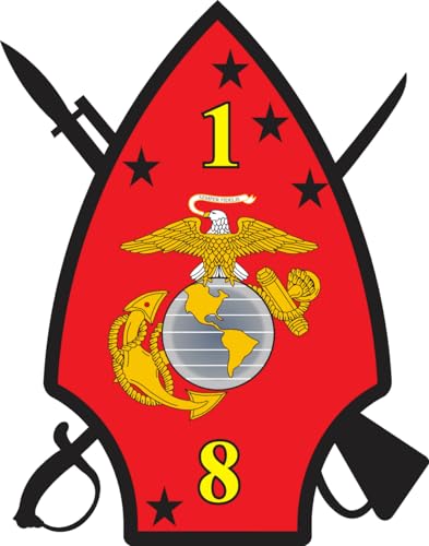 Officially Licensed United States Marine Corps 1st Battalion 8th Marines Vinyl Decal - 20 inches - Made in USA