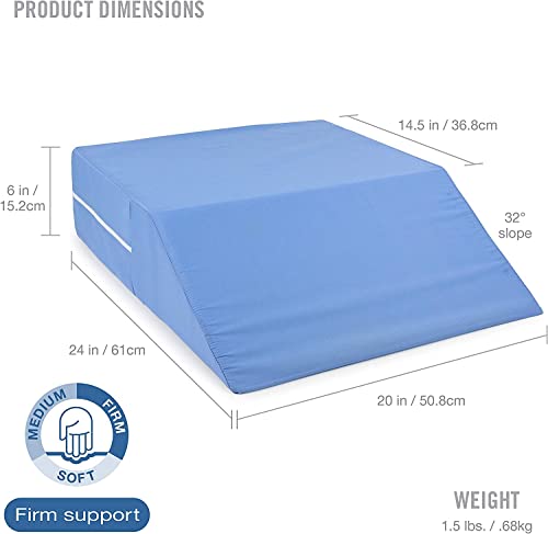 Dmi Ortho Bed Wedge, Elevated Leg Pillow, Supportive Foam Wedge Pillow For Elevating Legs, Improved Circulataion, Reducing Back Pain, Post Surgery And Injury, Recovery, Blue, 6" X 20" X 24" #TOP1