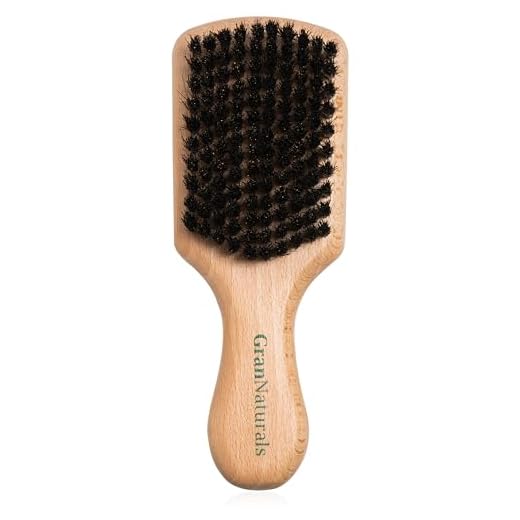 GranNaturals Soft Bristle Hair Brush - Boar Bristle Slick Back Hair Brush for Smoothing, Fades, Beards, 360 Waves to Style, Polish, & Lay Down Hair to Create a Sleek Hairstyle for Women & Men