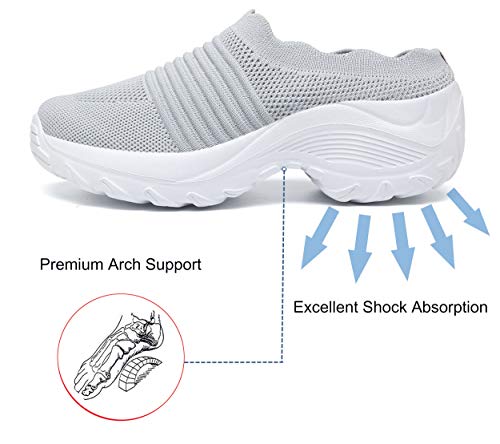 Inminpin Women's Slip-On Mule Sneakers Lightweight Breathable Casual Shoes Platform Outdoor Clog Slippers,Grey,6.5 Us Women #TOP3