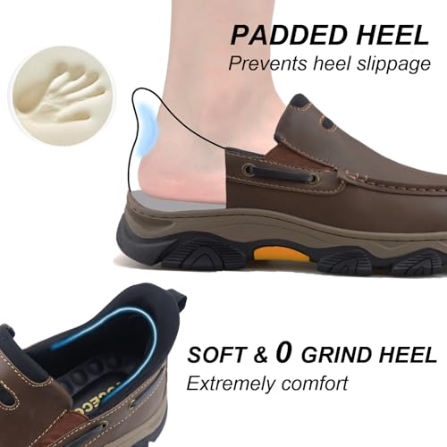 Men's Slip On Hands Free Leather Walking Work Loafers Slip-Ins Outdoor Dress Casual Cushioning Shoes3