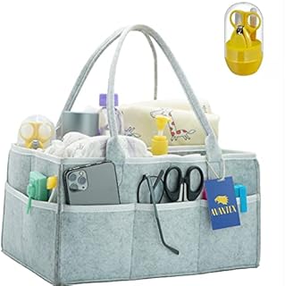 AVANTEX Baby Nappy Caddy Organiser with Baby Nail Clippers 4-in-1 Baby Grooming Kit Perfect Manicure Set for Newborns Baby Essentials for Newborns and New Mums (Plush Felt)