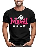 T-shirt de football The Goat of Miami, Messi King of Soccer, meilleur GIF pour les jeunes et les enfants, les fans de football, Lettres, Taille S