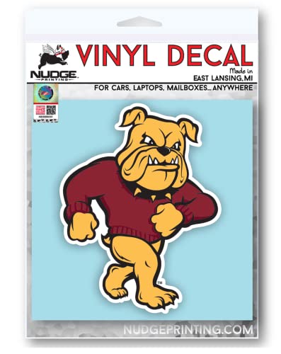 Image of Minnesota Duluth Full Standing Marching Bulldog Vintage Maroon and Gold Weatherproof Vinyl Sticker Car Decal from Nudge Printing